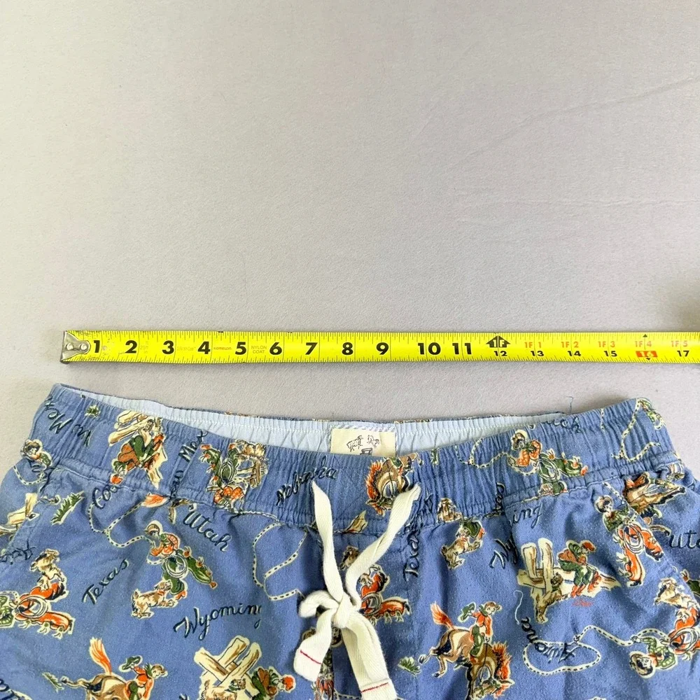 J.Crew Pajama Pants Mens Large Blue Western Cowboy Rodeo‎ Print Cotton Lounge